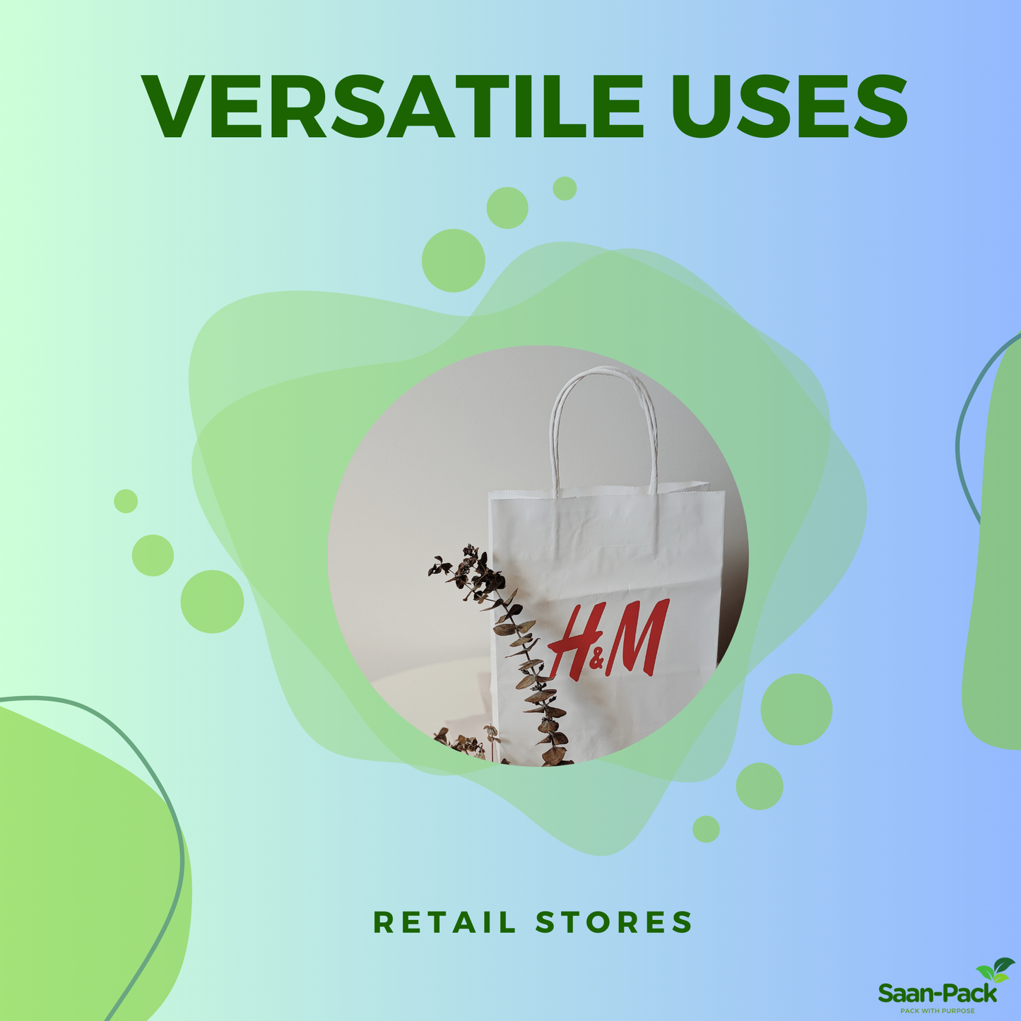 Saan-Pack Medium  8" x 4.5" x 10.25" White Paper Bag