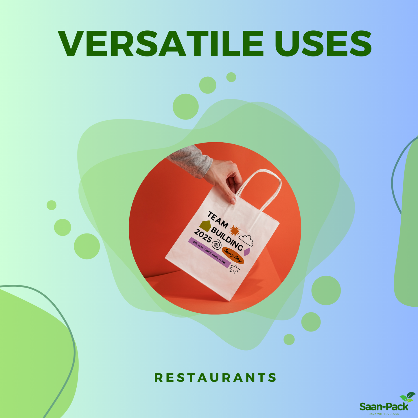 Saan-Pack Medium  8" x 4.5" x 10.25" White Paper Bag