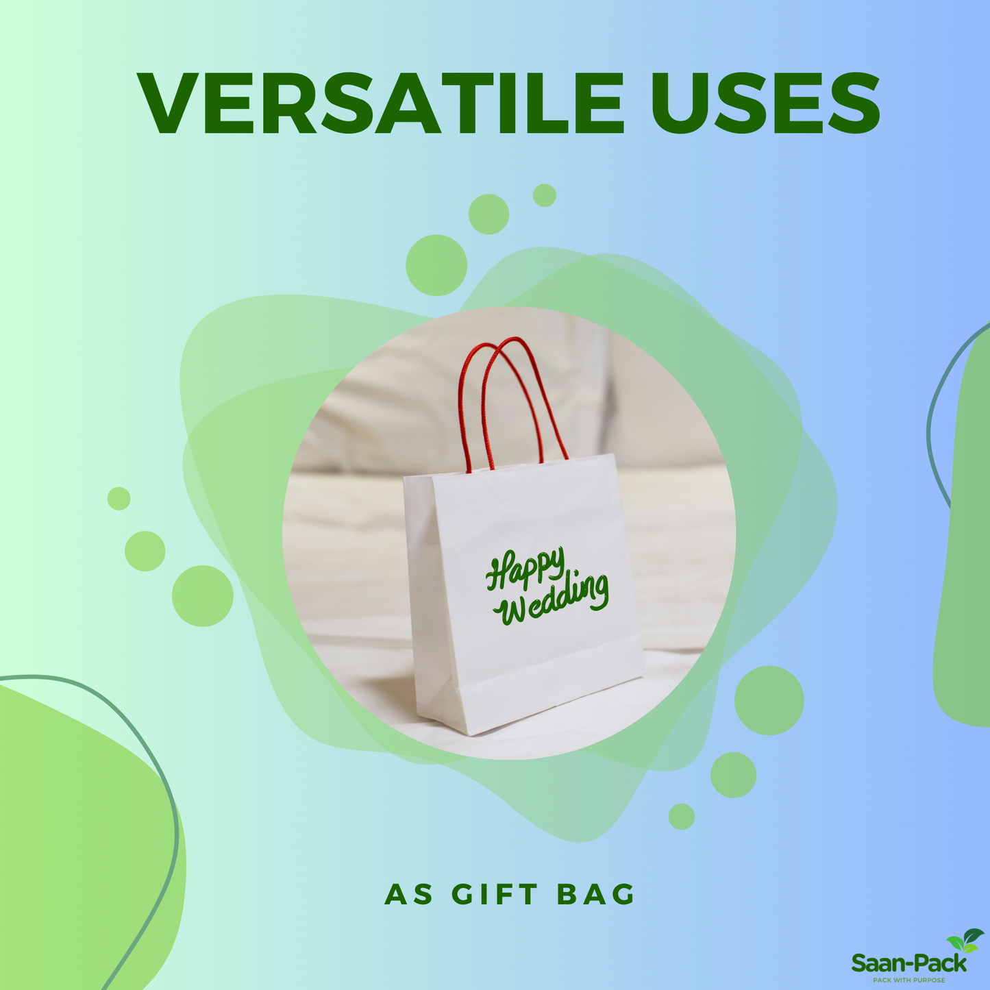 Saan-Pack Medium  8" x 4.5" x 10.25" White Paper Bag