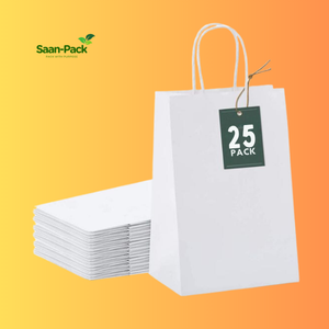 Saan-Pack Medium  8" x 4.5" x 10.25" White Paper Bag