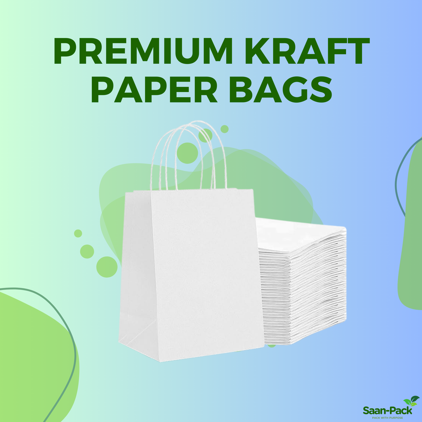 Saan-Pack Medium  8" x 4.5" x 10.25" White Paper Bag