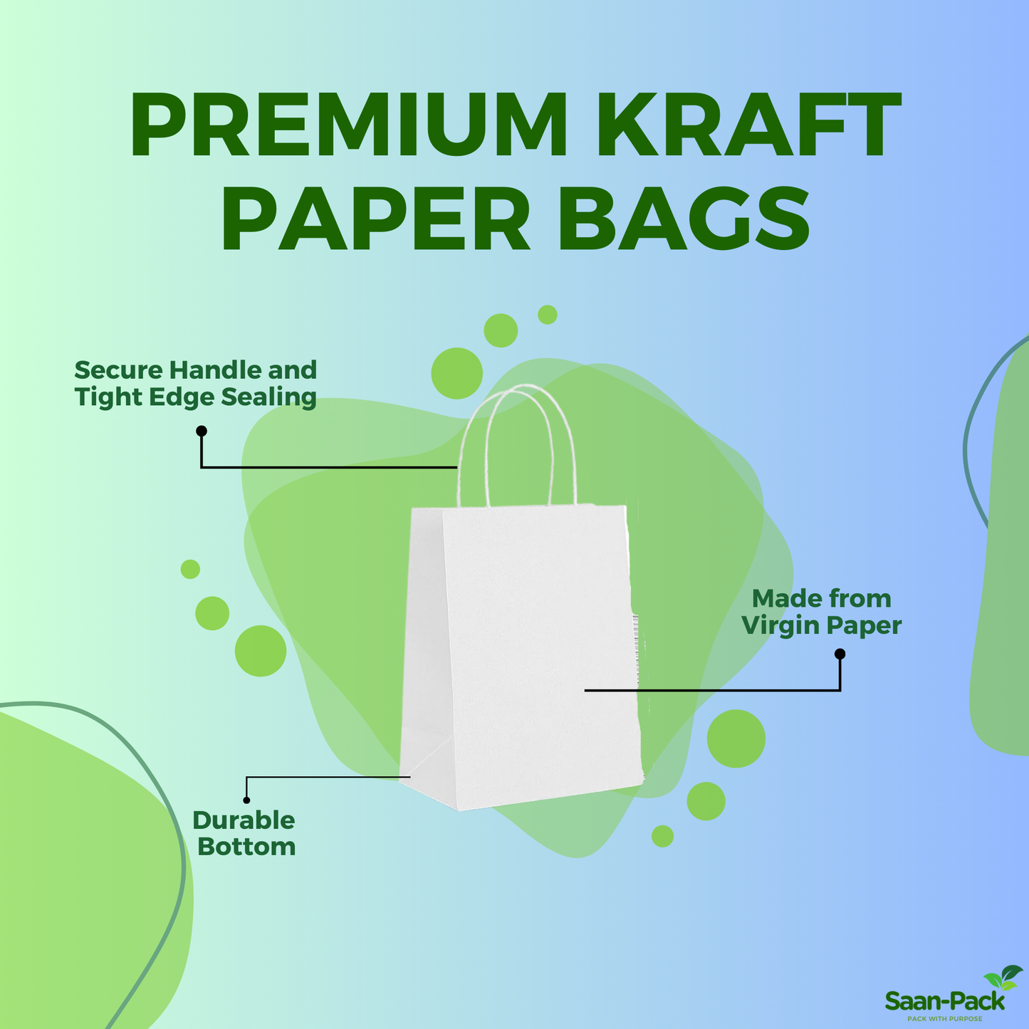 Saan-Pack Medium  8" x 4.5" x 10.25" White Paper Bag