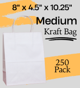 Saan-Pack Medium  8" x 4.5" x 10.25" White Paper Bag